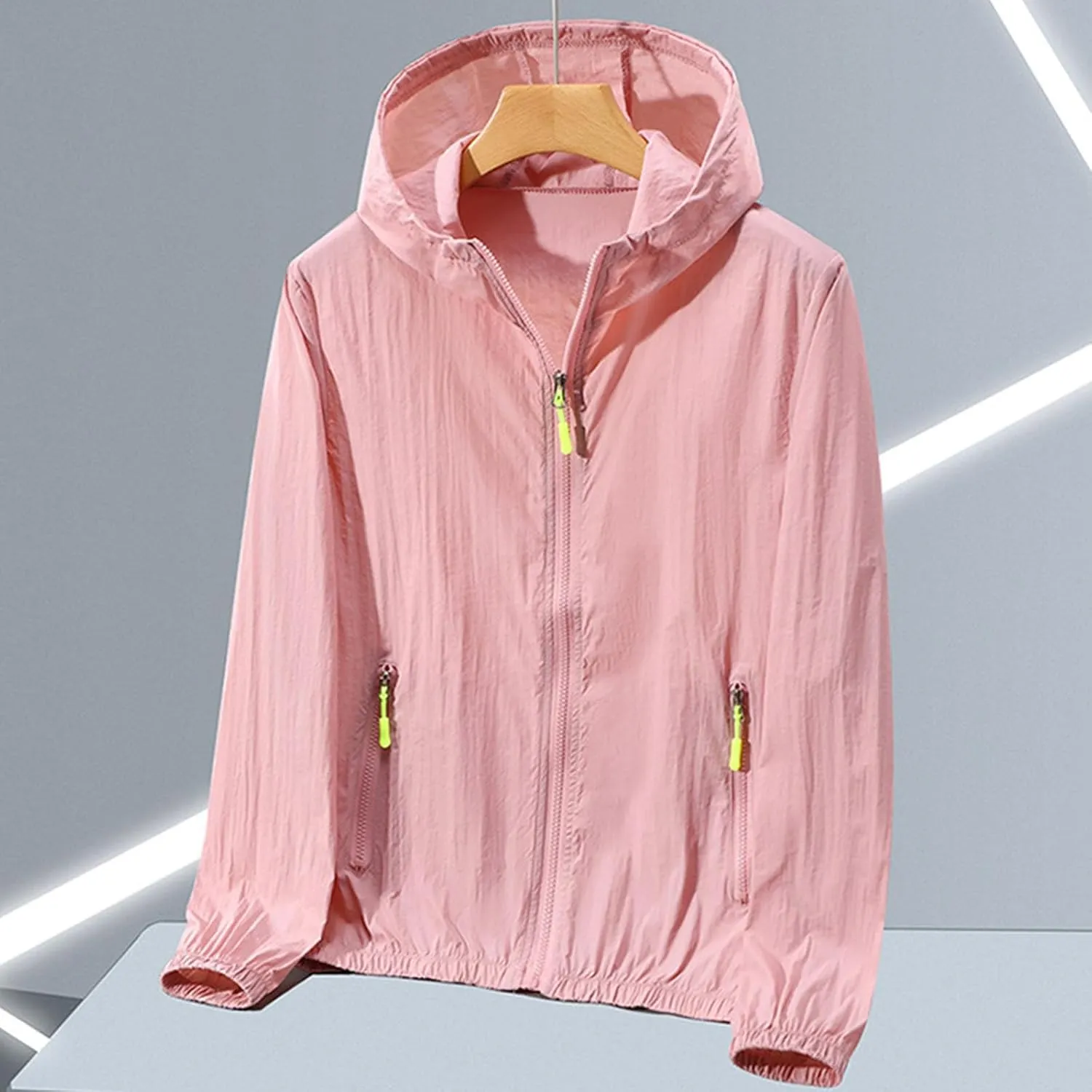 Mens Summer Jackets Plus Size Fashion Thin Sun Protection Hooded Sweatshirt Loose Comfy Pocket Sport Hoodies Coat