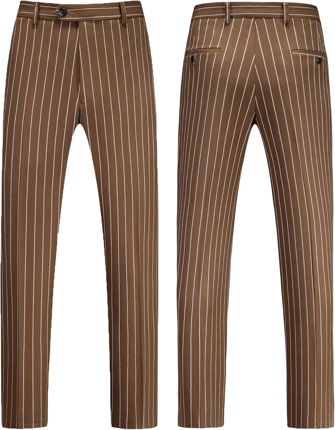 MOGU Mens Double Breasted Pinstripe Suit - 2 Piece Slim Fit Vintage Tuxedo for Groomsmen, Wedding, Prom