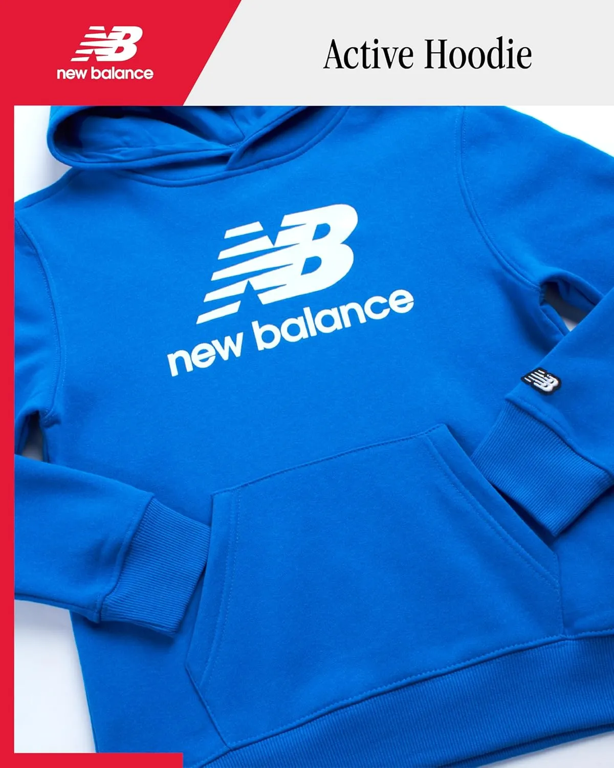 New Balance Boys Hoodie - Fleece Pullover Sweatshirt, Comfy Long Sleeve Hoodies for Boys with Kangaroo Pocket (Sizes 4-20)