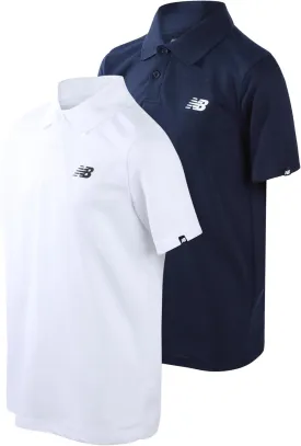 New Balance Boys Polo T-Shirt - 2 Pack Short Sleeve Dry Fit Shirt - Performance Collared Golf Shirt (8-20)
