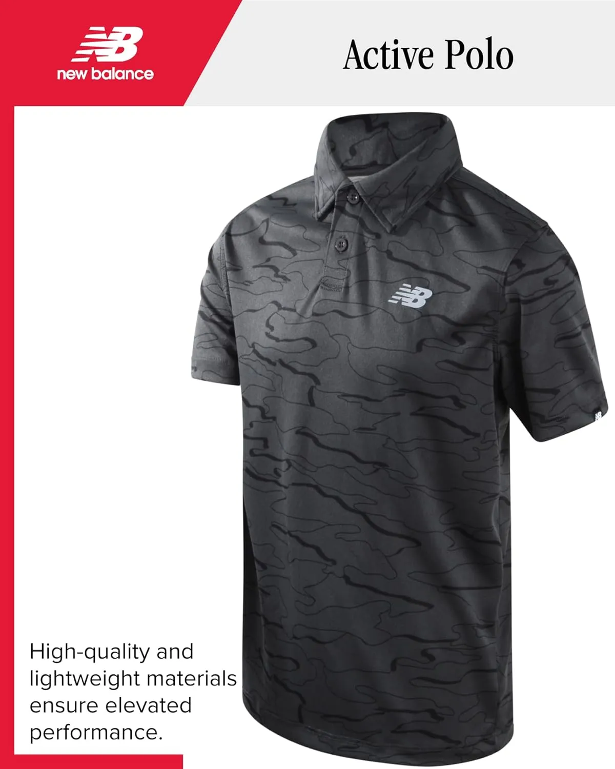 New Balance Boys' Polo T-Shirt - Short Sleeve Dry Fit Shirt for Boys' - Performance Collared Golf Shirt (8-20)