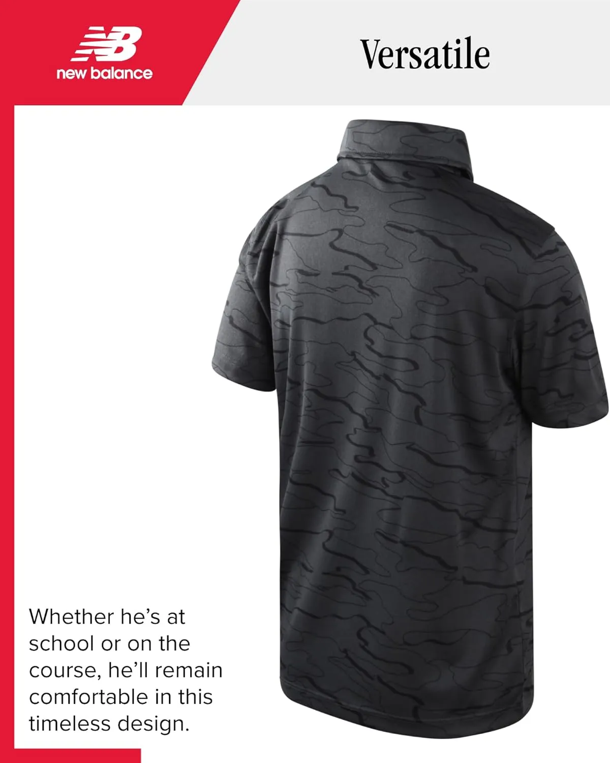 New Balance Boys' Polo T-Shirt - Short Sleeve Dry Fit Shirt for Boys' - Performance Collared Golf Shirt (8-20)