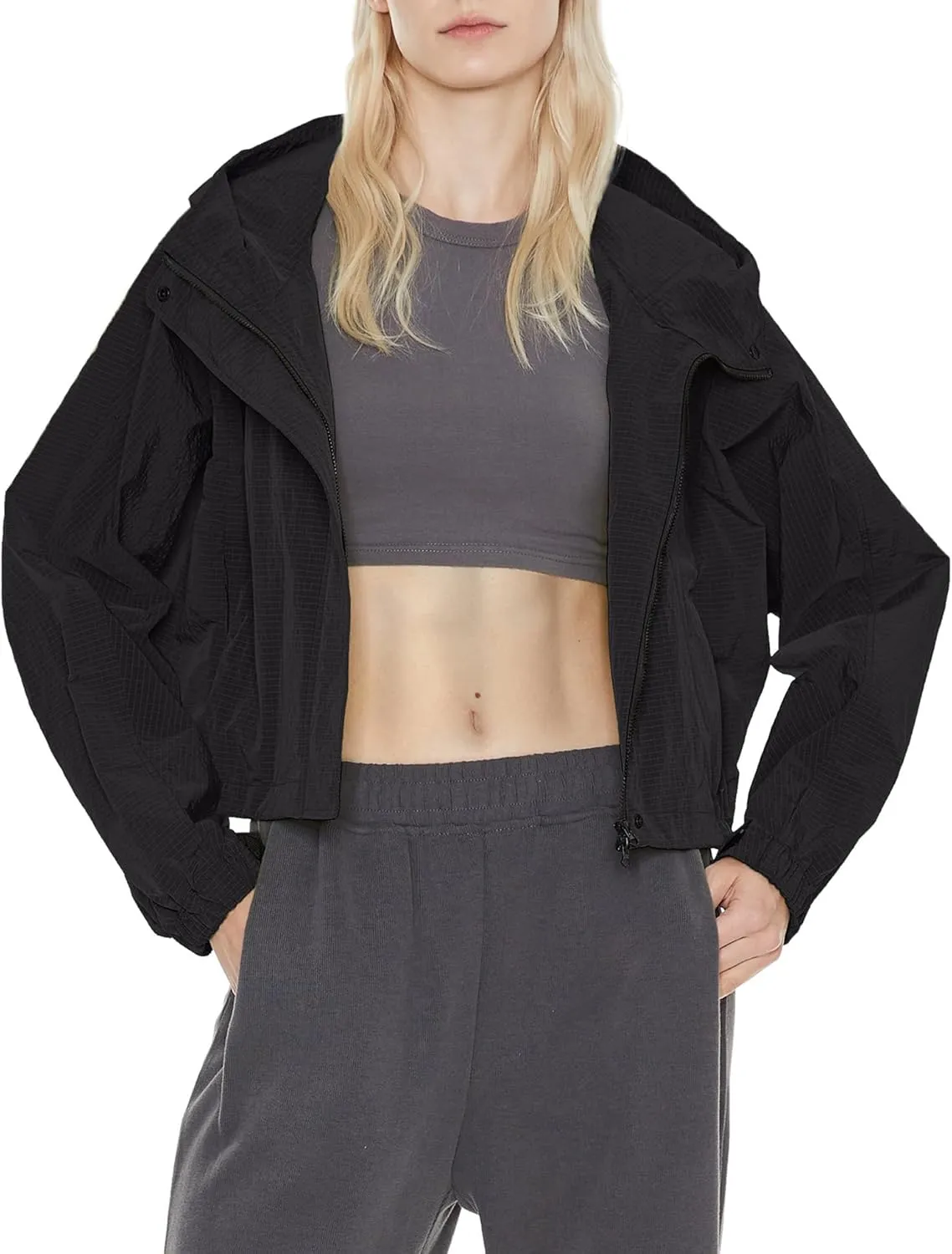 Orolay Women's Cropped Athletic Jacket Workout Running Yoga Gym Activewear Zip-Up Sun Protection Hoodie Summer Jackets