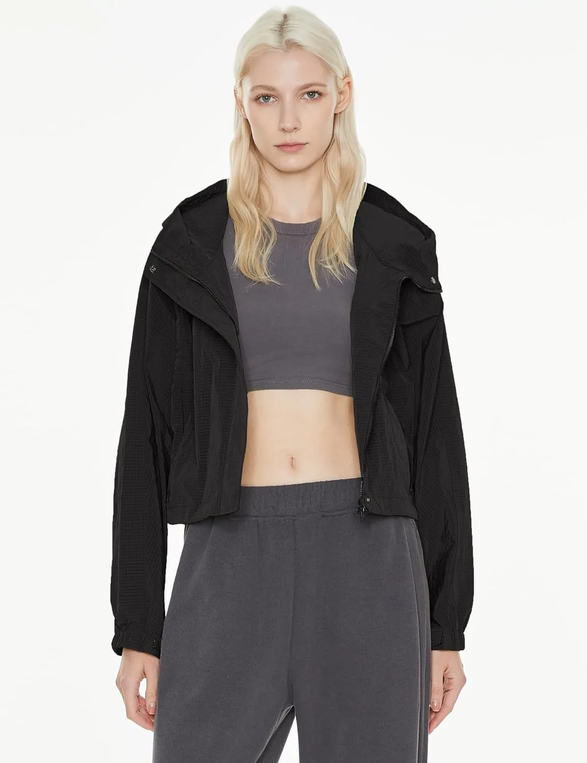 Orolay Women's Cropped Athletic Jacket Workout Running Yoga Gym Activewear Zip-Up Sun Protection Hoodie Summer Jackets