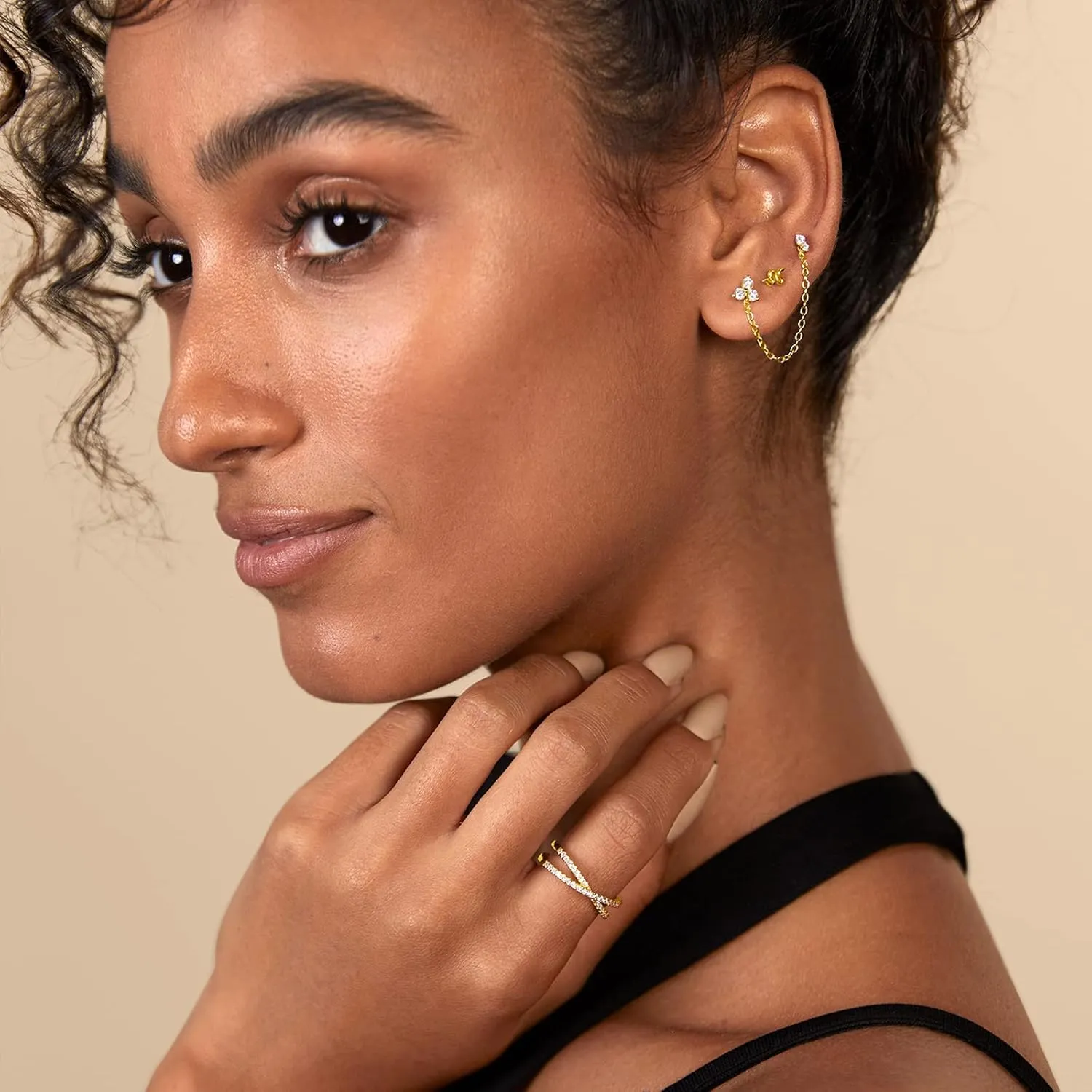 PAVOI 14K Gold Earrings Connector Chain for Women| Convertible Dangle Chain for Double Piercings