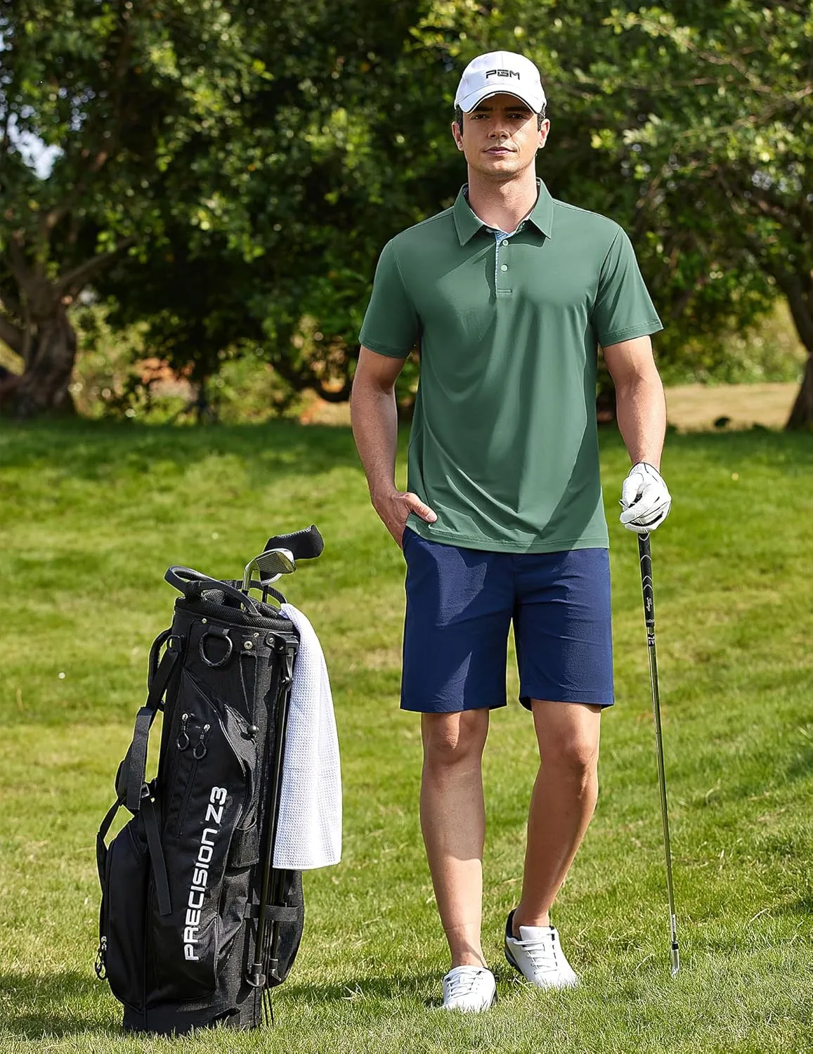 PINSPARK Mens Polo Shirts Short Sleeve Moisture Wicking Dry Fit Performance Casual Collared Polo Golf Shirts for Men