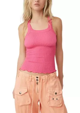 Ribbed Smls Tank-Raspberry