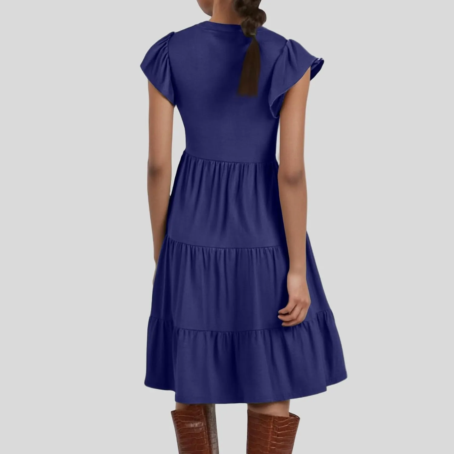 Summer Dresses for Women 2025 Ruffle Sleeve V-Neck Layered A-Line Midi Wedding Guest Boho Beach Vacation Sundresses