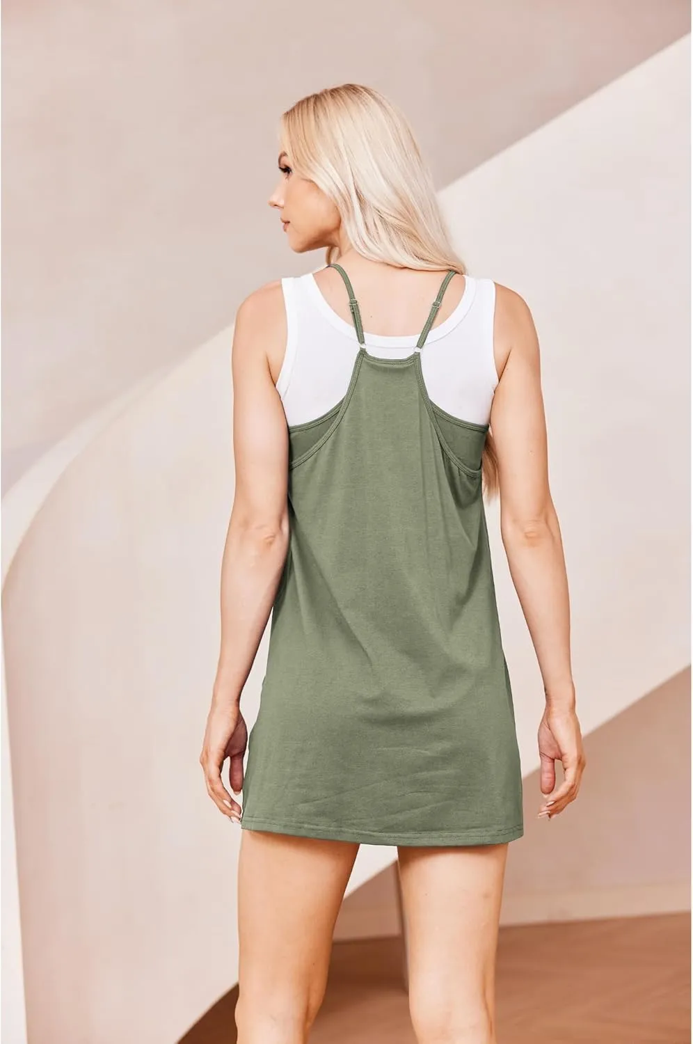 Summer Mini Dresses for Women 2025 Casual Short Sundress Workout Tennis Athletic Dress with Built in Shorts