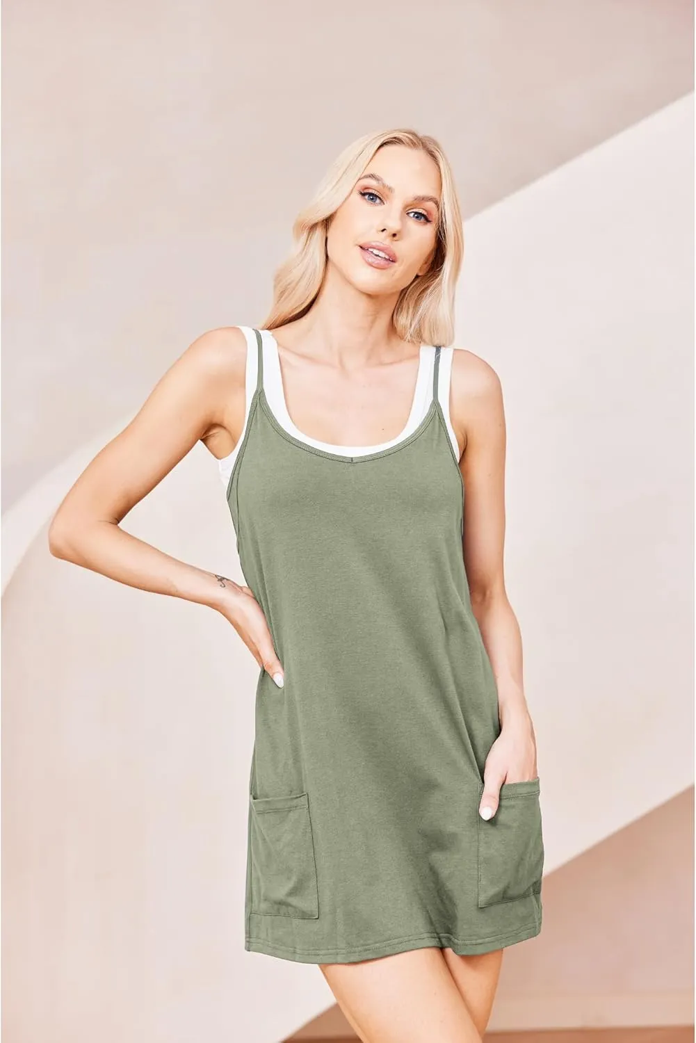 Summer Mini Dresses for Women 2025 Casual Short Sundress Workout Tennis Athletic Dress with Built in Shorts