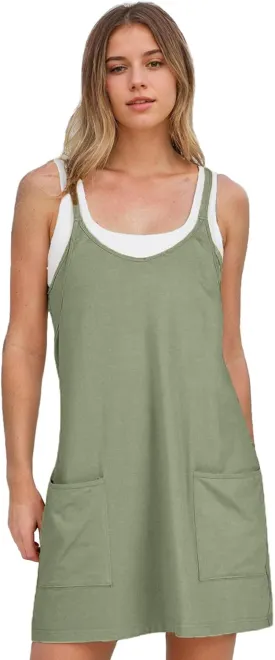 Summer Mini Dresses for Women 2025 Casual Short Sundress Workout Tennis Athletic Dress with Built in Shorts