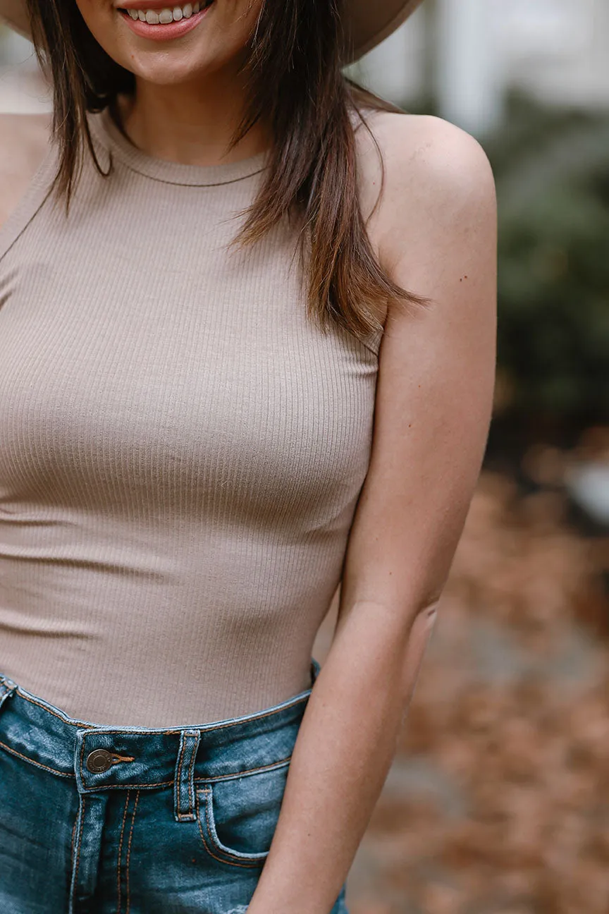The Kassidy Ribbed Tank Top- Tan