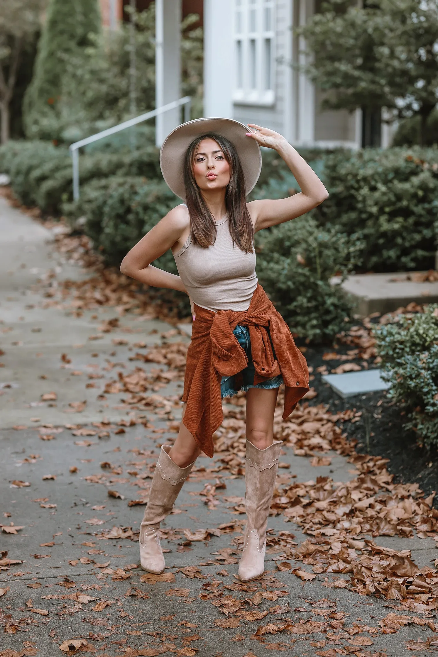 The Kassidy Ribbed Tank Top- Tan