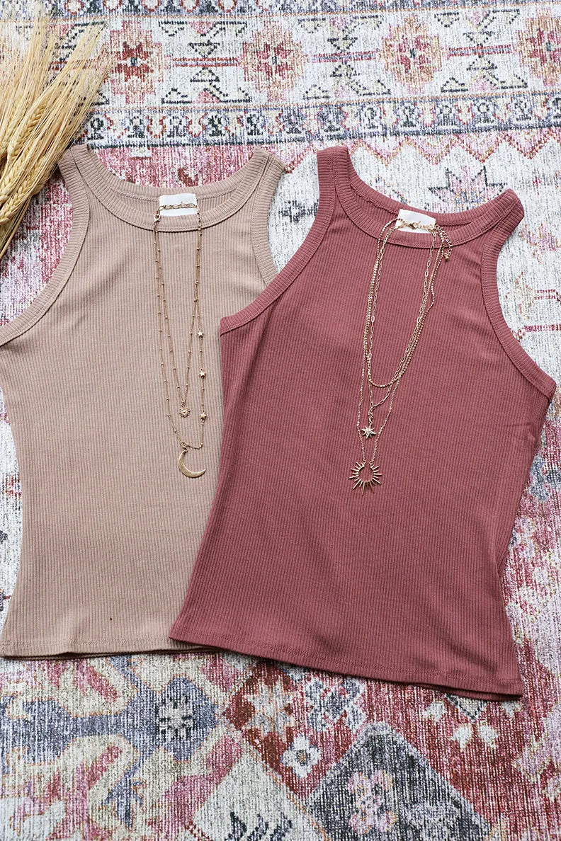 The Kassidy Ribbed Tank Top- Tan