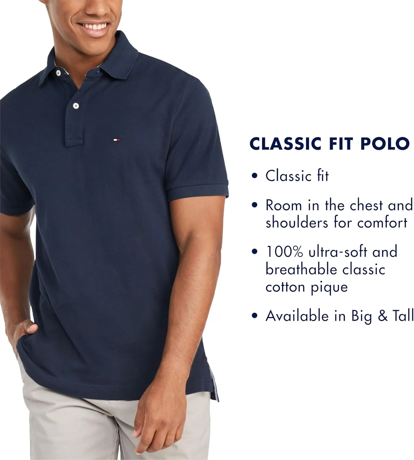 Tommy Hilfiger Men's Short Sleeve Cotton Pique Polo Shirt in Classic Fit