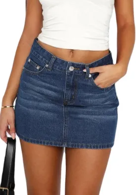 Women's 2025 Y2K Denim Mini Skirt Casual Mid Waist Stretchy Sexy Bodycon Short Jean Skirts for Women Club Party