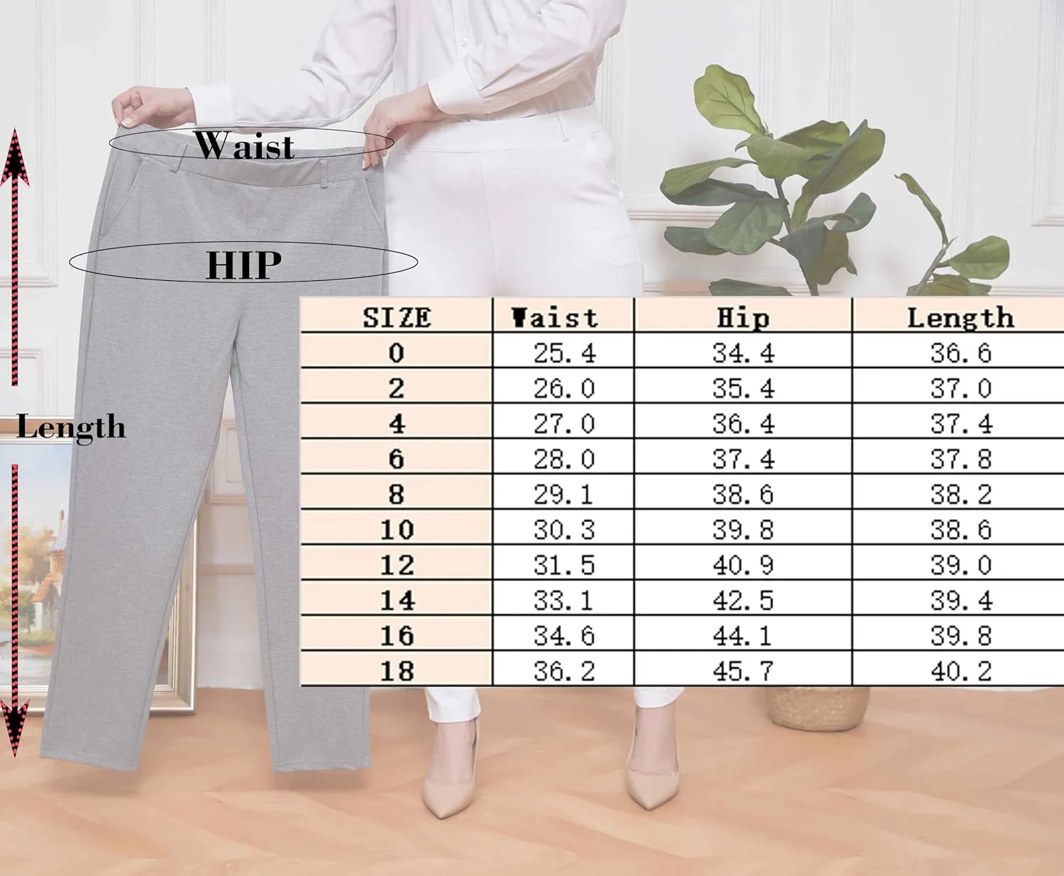 Women's Dress Pants for Work Pull On Stretch Business Casual Trousers