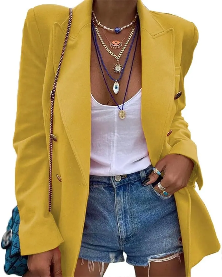 Women's Jacket Long Sleeve Shoulder Pad Suit Blazer Jacket Women Sexy Blazer Outfit Ladies