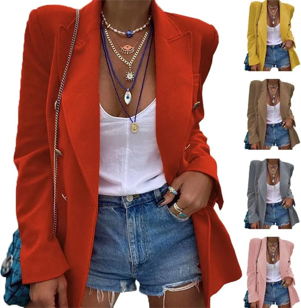Women's Jacket Long Sleeve Shoulder Pad Suit Blazer Jacket Women Sexy Blazer Outfit Ladies