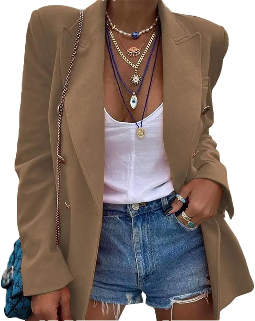 Women's Jacket Long Sleeve Shoulder Pad Suit Blazer Jacket Women Sexy Blazer Outfit Ladies