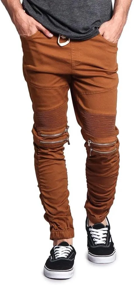 Zipper Knee Biker Twill Jogger Pants