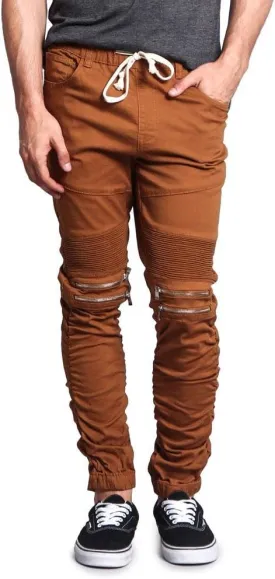 Zipper Knee Biker Twill Jogger Pants
