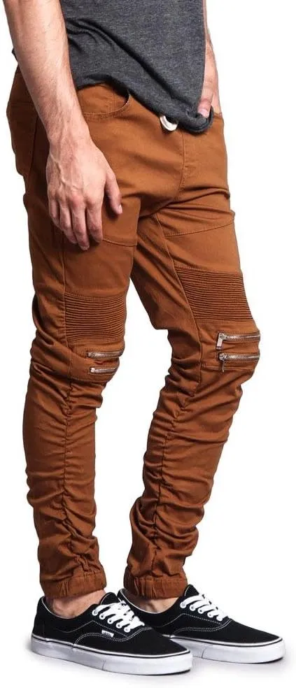 Zipper Knee Biker Twill Jogger Pants