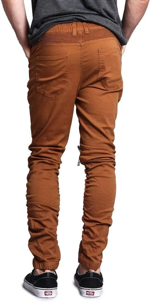 Zipper Knee Biker Twill Jogger Pants